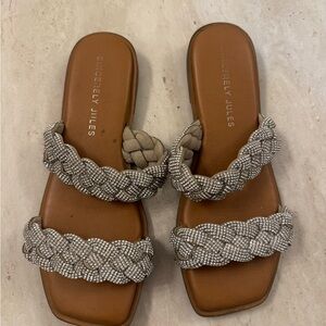 Sincerely Jules Silver and Tan Braided Sandals